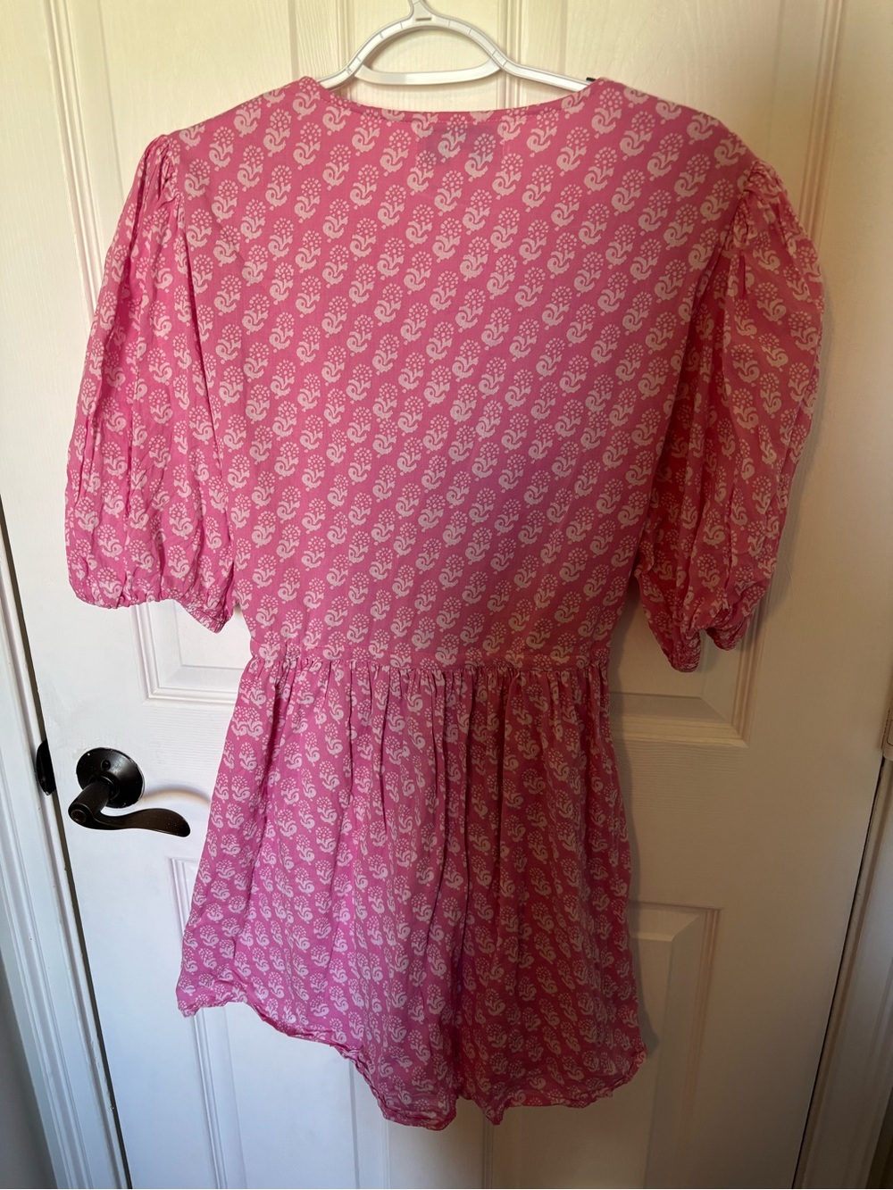 LIVRO Pink & White Printed 100% Cotton Mini Dress Size L - Picture 3 of 5